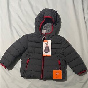 Gerry Kids Puffer Jacket - Dark Gray with Red Accents